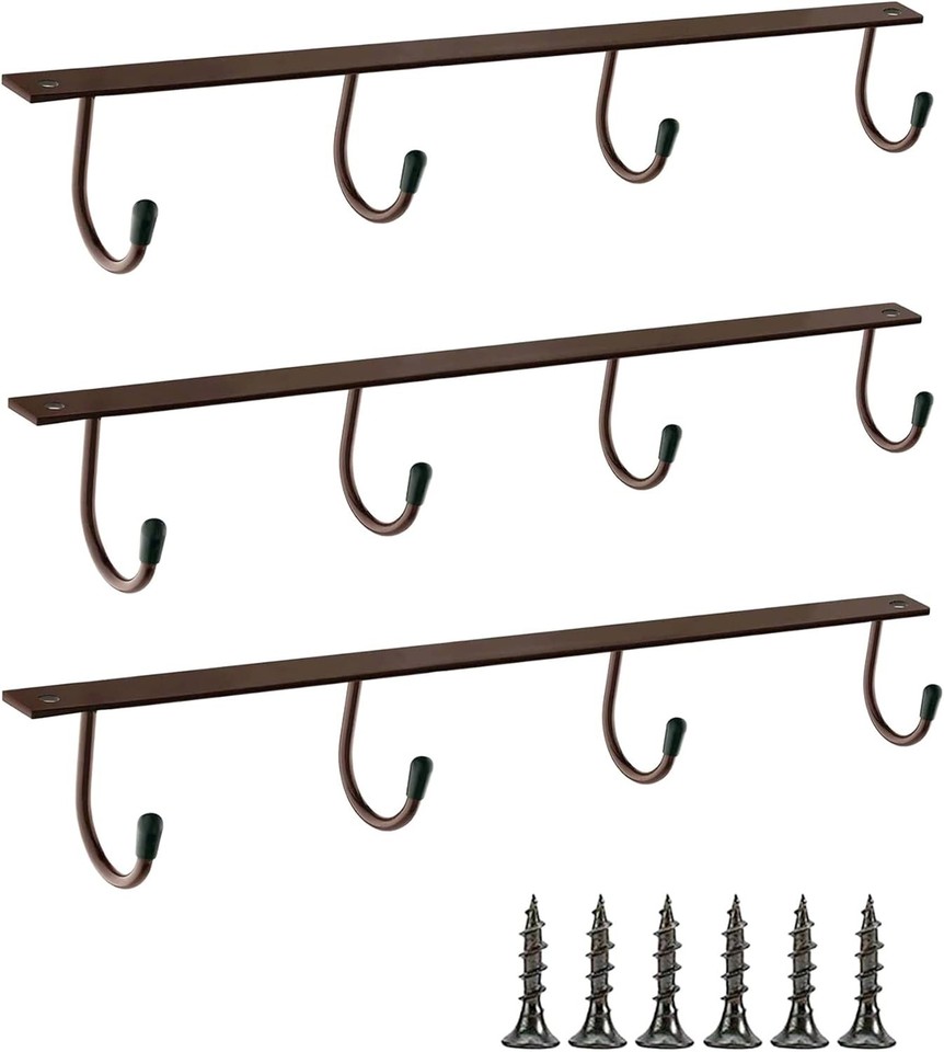 Mug Hanger Under Cabinet 3 Pcs Iron Mug Rack Wall Mounted Coffee Cup ...