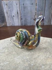 Vintage Murano Art Glass Millefiori Snail Figurine Made In Italy 3" gold