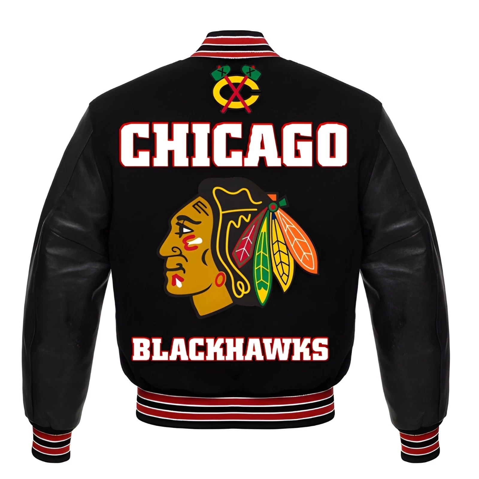 Chicago Black Body Black Varsity Jacket Men (Not Satin, Not Wool, Not Leather)