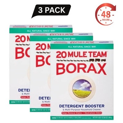 3 Pack 20 Mule Team Borax Laundry Booster Multi-Purpose Cleaner 65 oz Each
