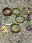 Vintage Lot Of Bakelite Jewelry Bracelets, Belt Buckles, & More Colorful Rare
