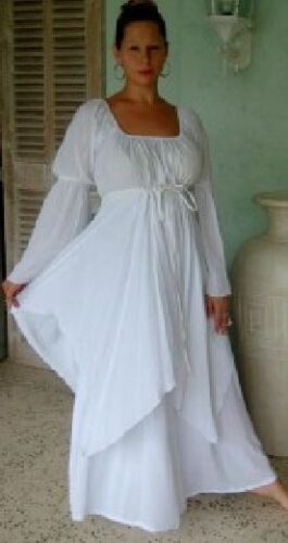 white dress peasant layered renaissance  M L XL 1X 2X 3X 4X ONE SIZE PLUS SIZE - Picture 1 of 6