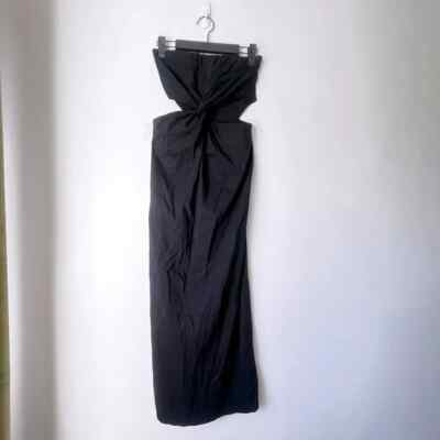 white linen backless dress WHITE LINEN CROSS-STRAP DRESS main image 0