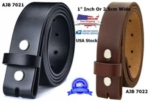 Genuine Leather Belt 1"- 2.5cm Wide One Piece 100% Real Leather Belt Unisex