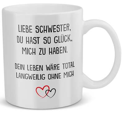 Schwester Geschenk Geburtstag Weihnachten Geschwister Mädchen Tasse Frauen