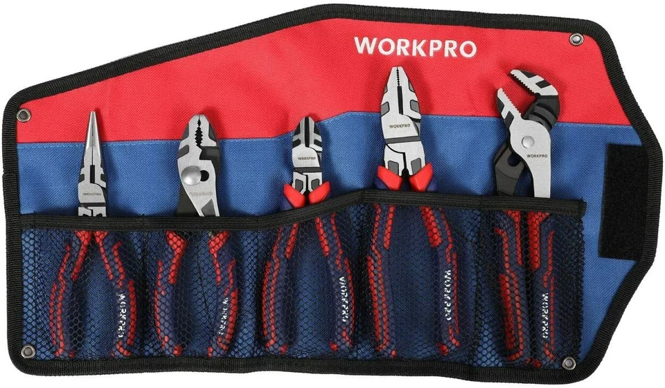 WORKPRO 5 Pieces Pliers Set Premium Cr-V Construction Linesman Pliers With Pouch - Image 2 of 4