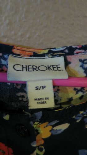 Cherokee Kids/Girls' Romper Size S/P Navy Floral Cap Sleeve With Ruffles - Picture 3 of 3