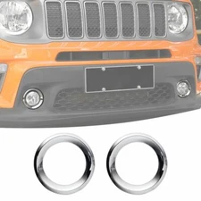 2pcs Front Fog Lamp Light Decor Cover Trim Bezels for Jeep Renegade 2019+ Chrome