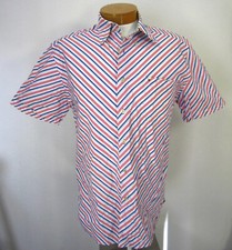 Tommy Hilfiger 80's 2 ply Fabric Short Sleeve Men's Casual Shirt Size L Large