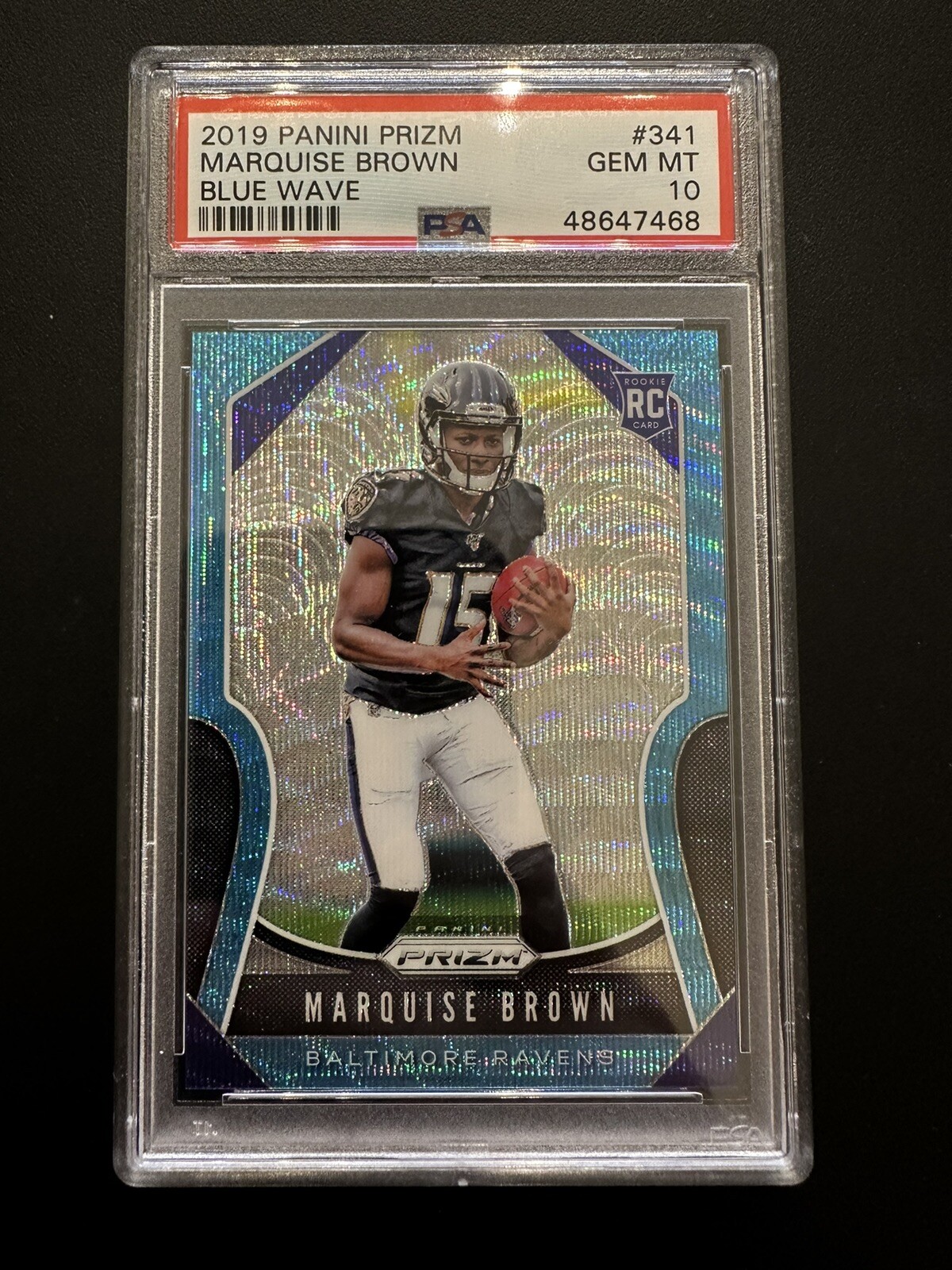 2019 Panini Prizm #341 SP Blue Wave /199 Marquise Brown RC PSA 10 Gem Mint🔥!!