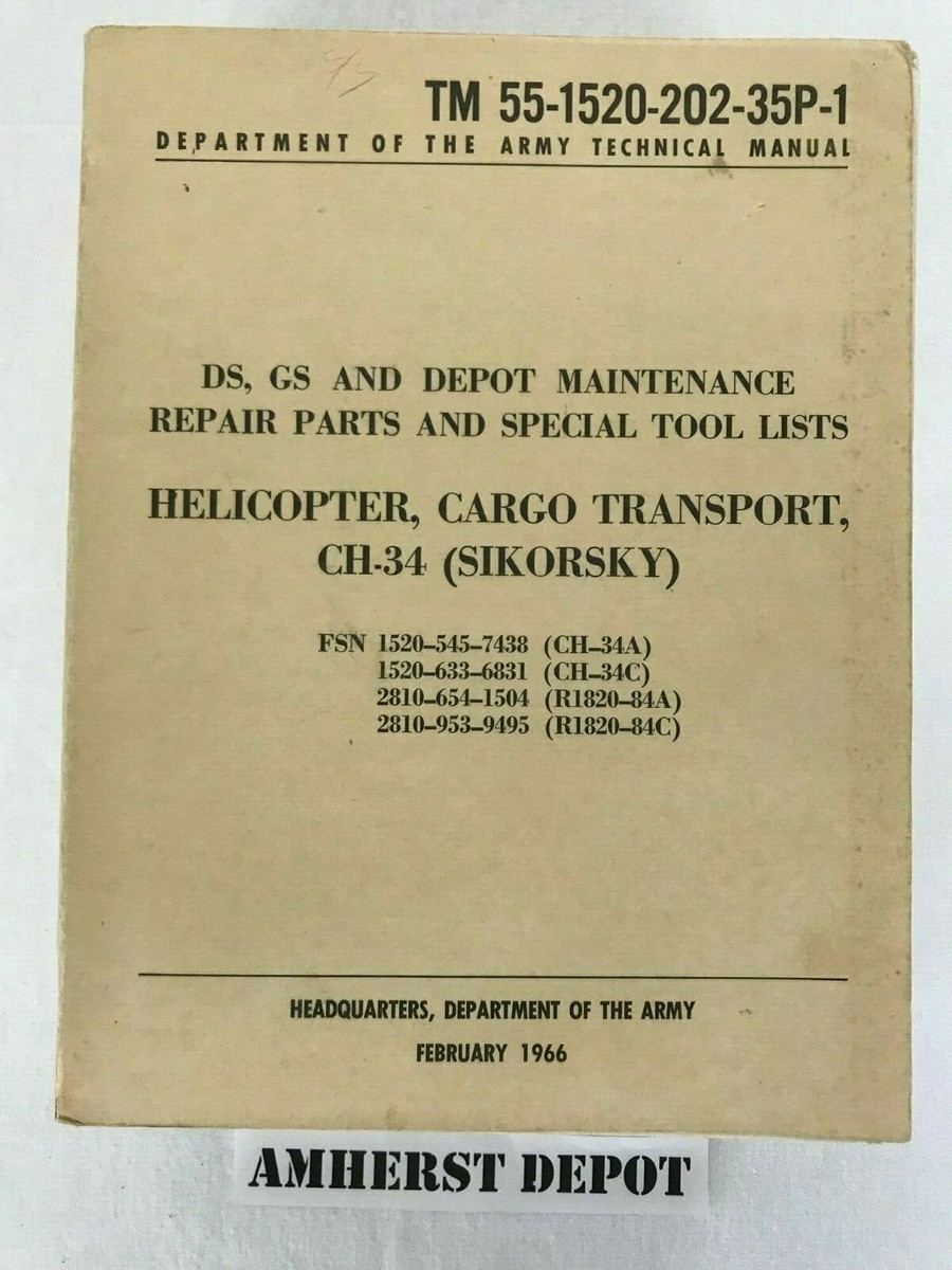 CH-34 Helicopter Sikorsky Army Technical Manual TM 55-1520-202-35P