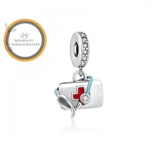 Nurse Pendant Charm For Bracelet, Sterling Silver Charm, Nurse Gift Charm