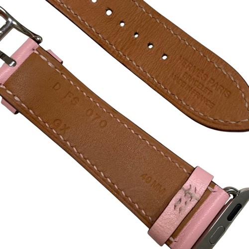 Apple Watch Hermès Double Tour Bracelet Cuir Cerise Rose 41mm,40mm,38mm Très Bon état - Photo 5 sur 7