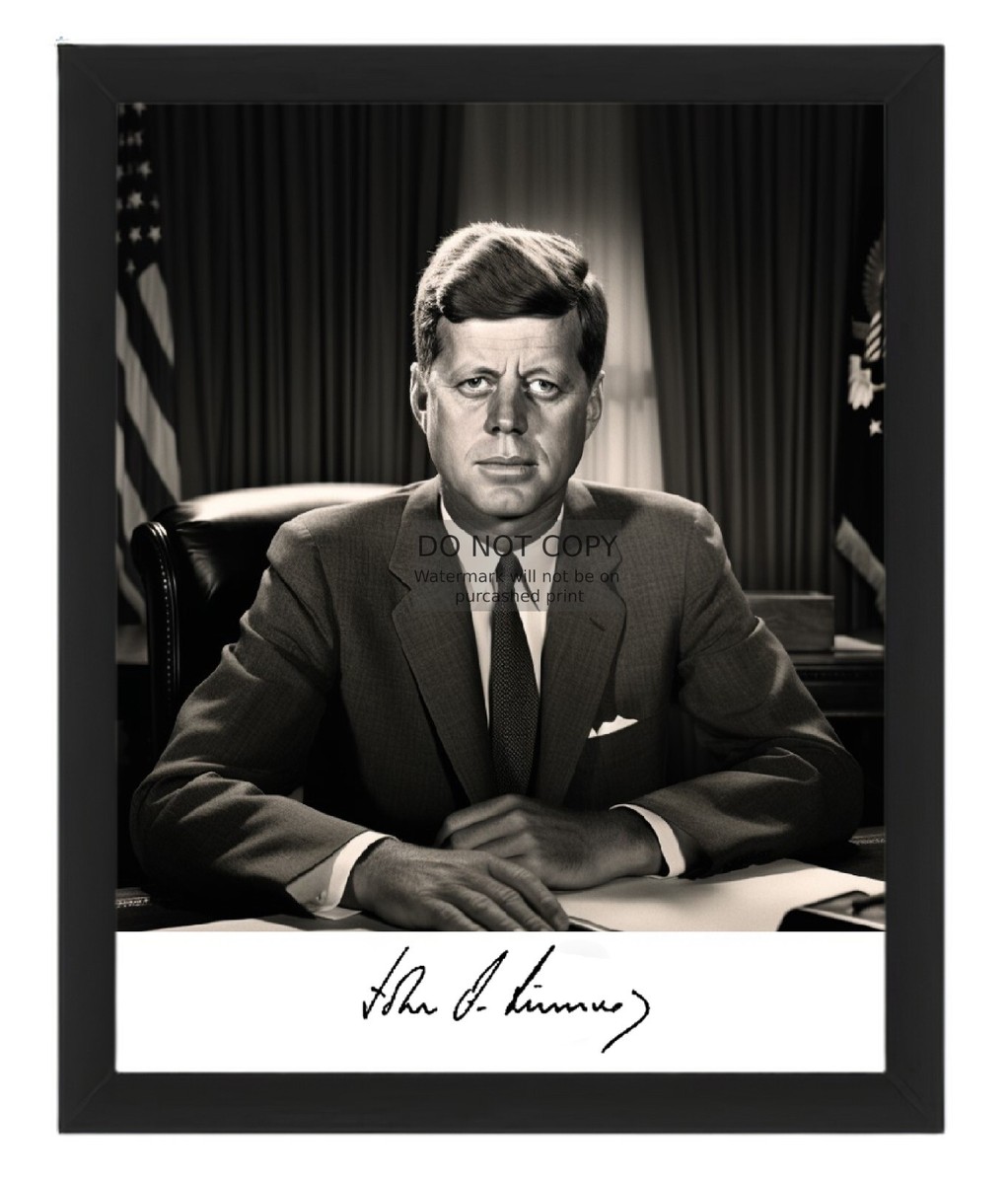 PRESIDENT JOHN F. KENNEDY JFK AUTOGRAPHED 8X10 B&W AI FRAMED