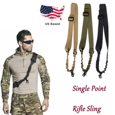 Single One Point Rifle Sling Gun Strap Adjustable Tactical Airsoft Hunt Swivel