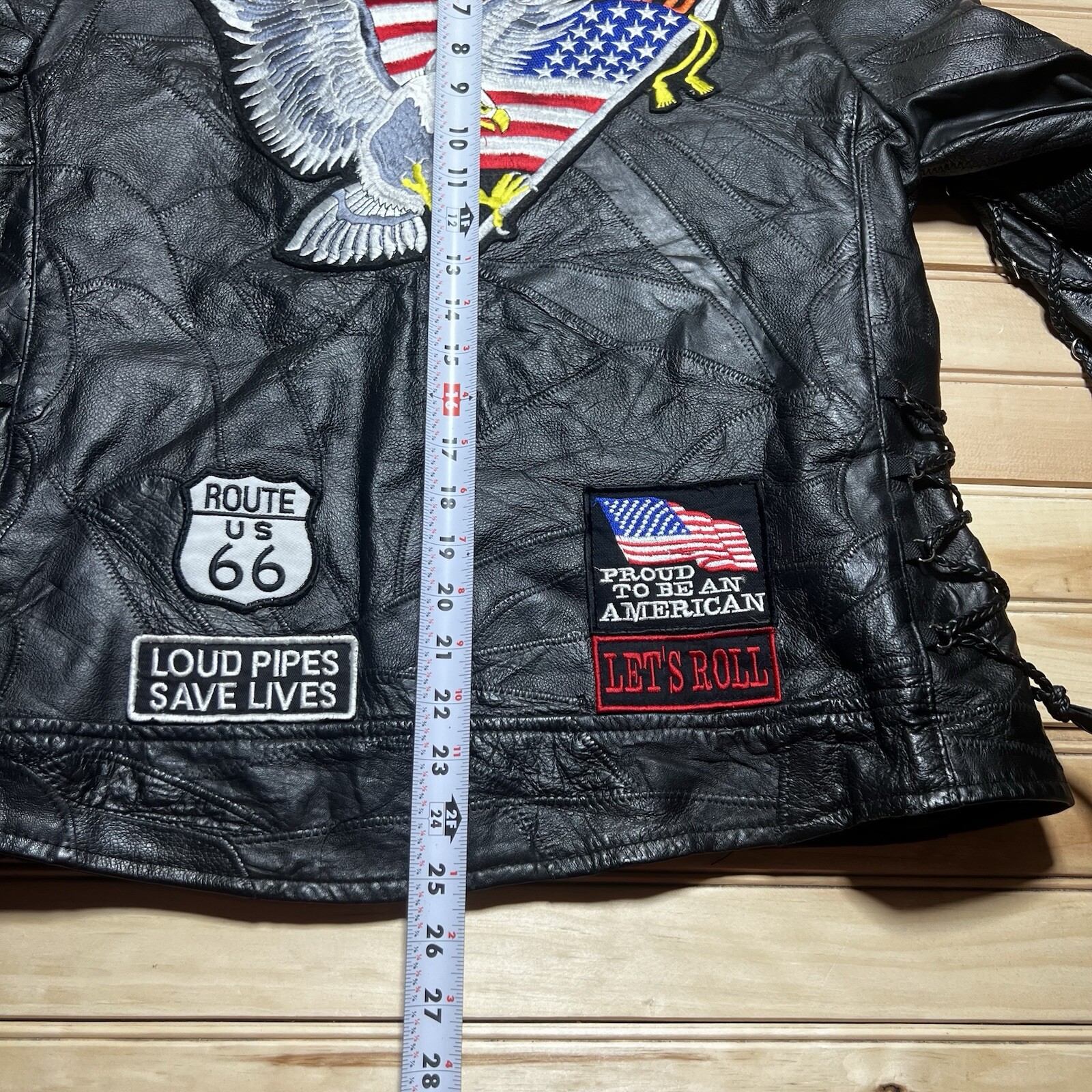 Diamond Plate Buffalo Leather Patchwork Motorcycl… - image 12