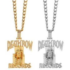 Hip Hop Rapper Style Cubic Zirconia Pendant 24" Gold Plated Cuban Chain Necklace