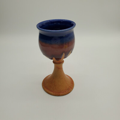 Walt Glass Drip Glaze Studio Pottery Goblet/Chalice