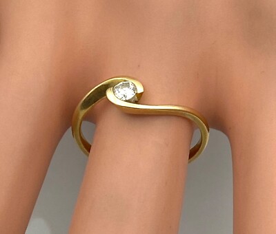Bague Solitaire Or 18 Carats Avec Diamant 0.15 Carat - Taille 53 - 2.20 G - Occasion Très Bon état