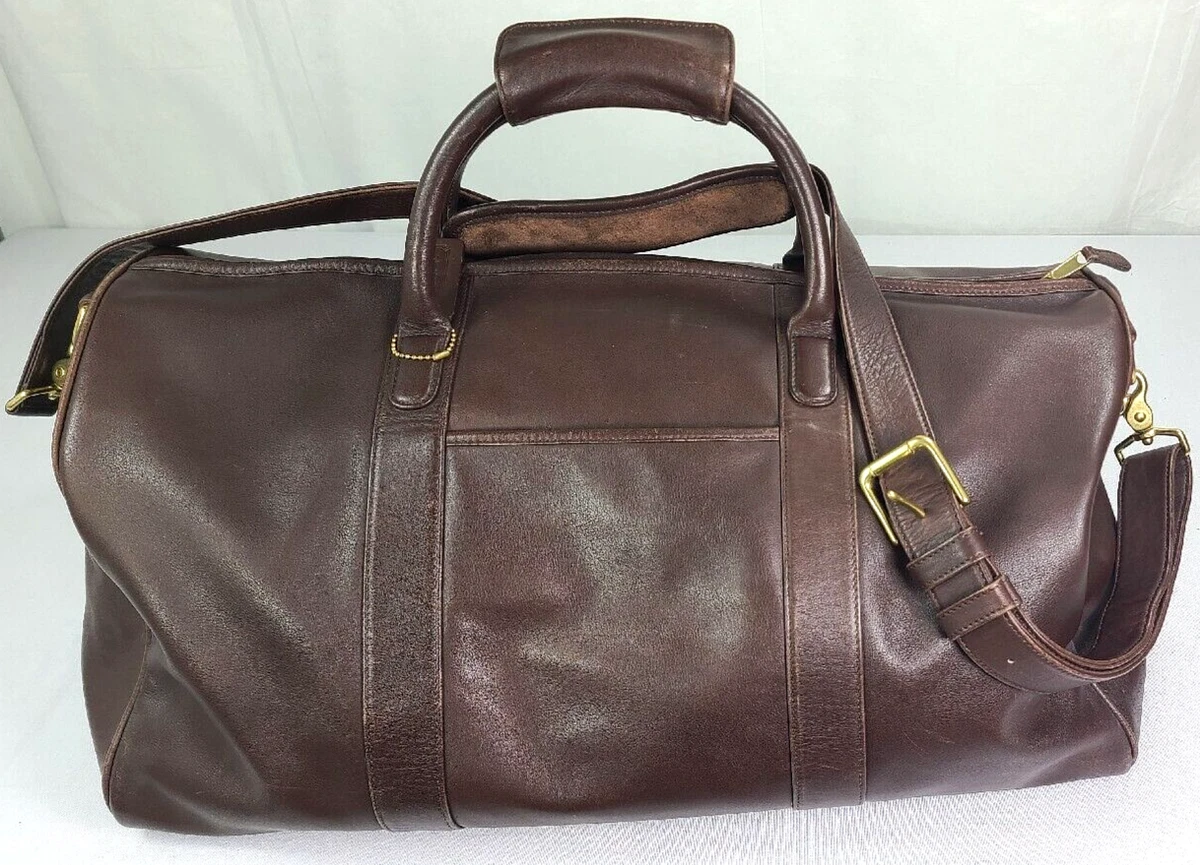 COACH Leather Dark Brown Weekender Duffel Gym Travel Shoulder Bag E8S-0596  | eBay