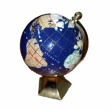 Macheli Blue Lapis Desktop Globe Semi-Precious Gemstones 3 x 6 in