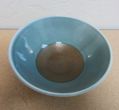 ONEIDA LUZERNE Bowl Handcrafted Gray-Blue Brown White Footed Organic Boho #1603