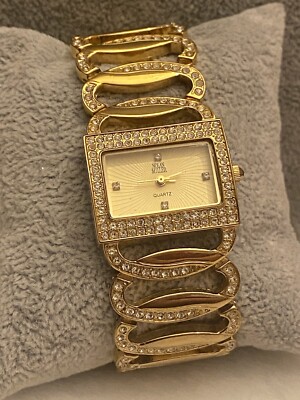 Nolan Miller Glamour Collection Ladies Watch Gold Tone Crystal