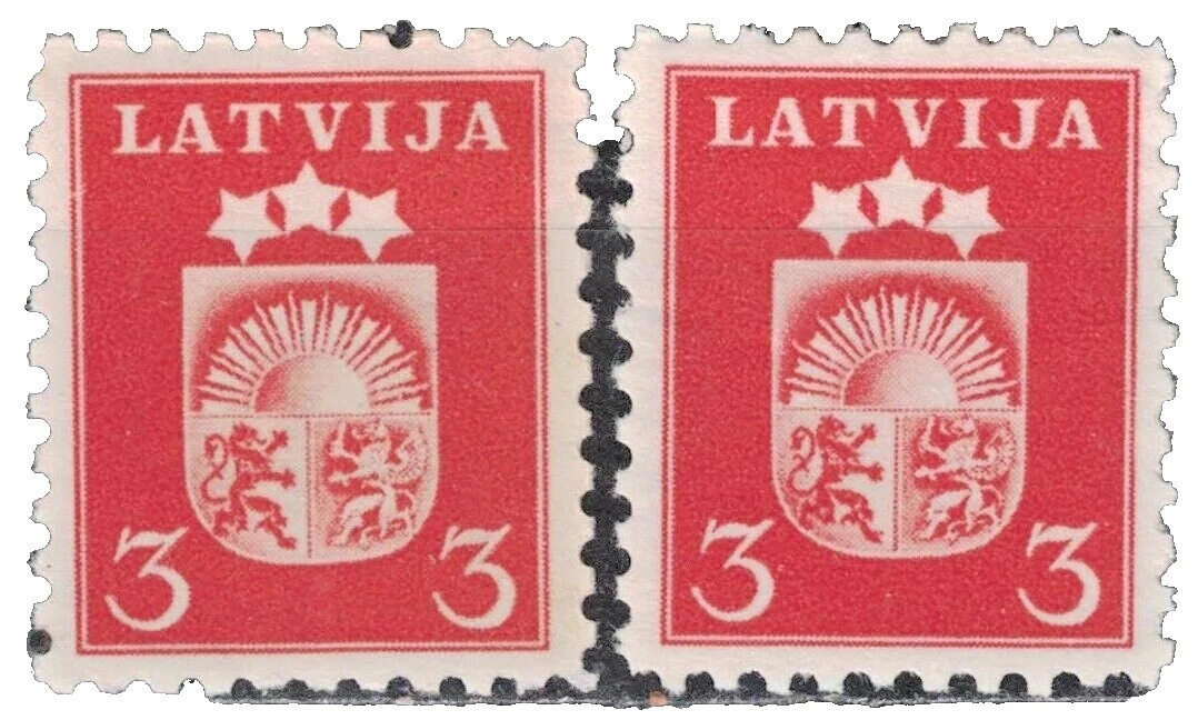 Franqueo con bisagras de menta sellos de Letonia