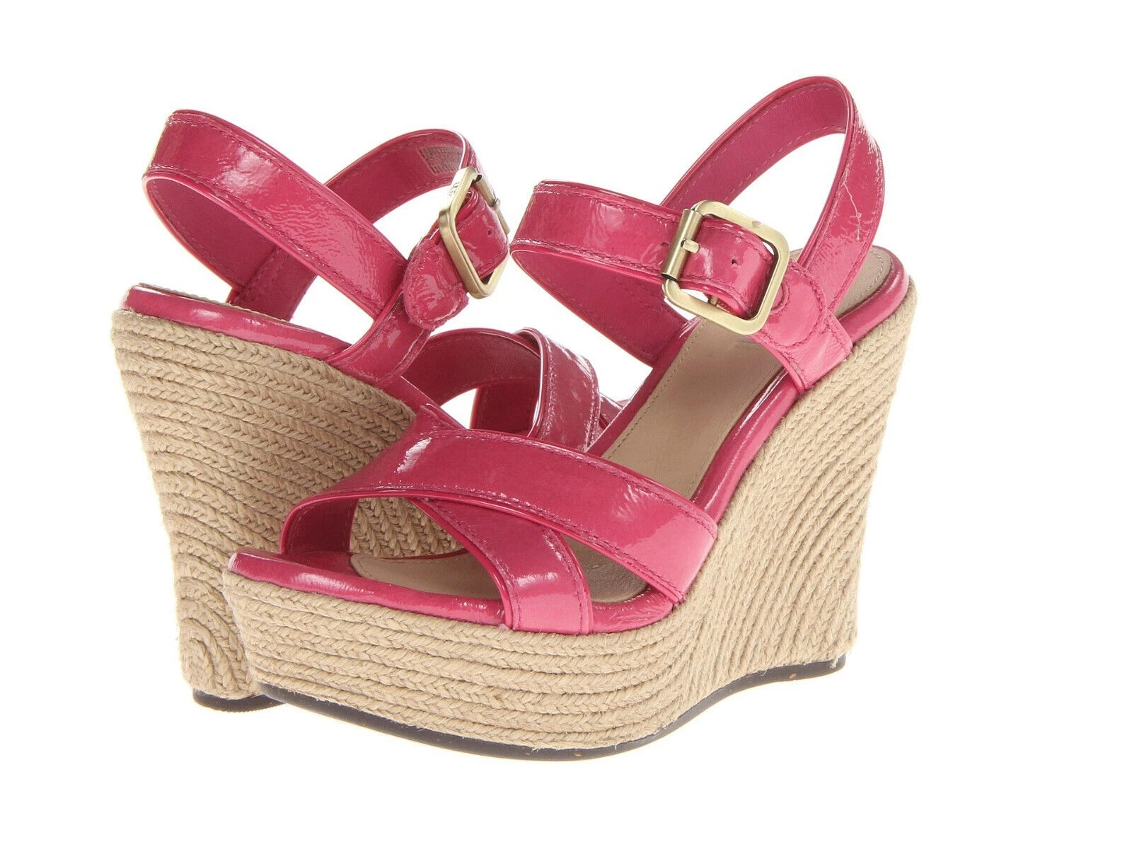 Sandali con zeppa UGG Jackilyn rosa in vernice e cinturino UK 7 5 US9