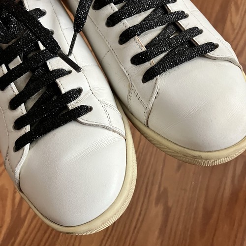 Saint Laurent Weiß Leder Sneaker EU 37 YSL Made In Italy SL/01 Schwarz Glitzer - Bild 11 von 24