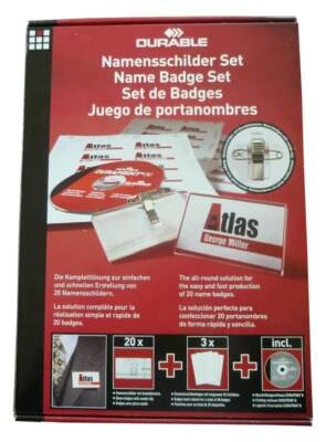 20x DURABLE Namensschild, Kombiklemme 75x40mm Software veraltet 8185 Sonderpreis