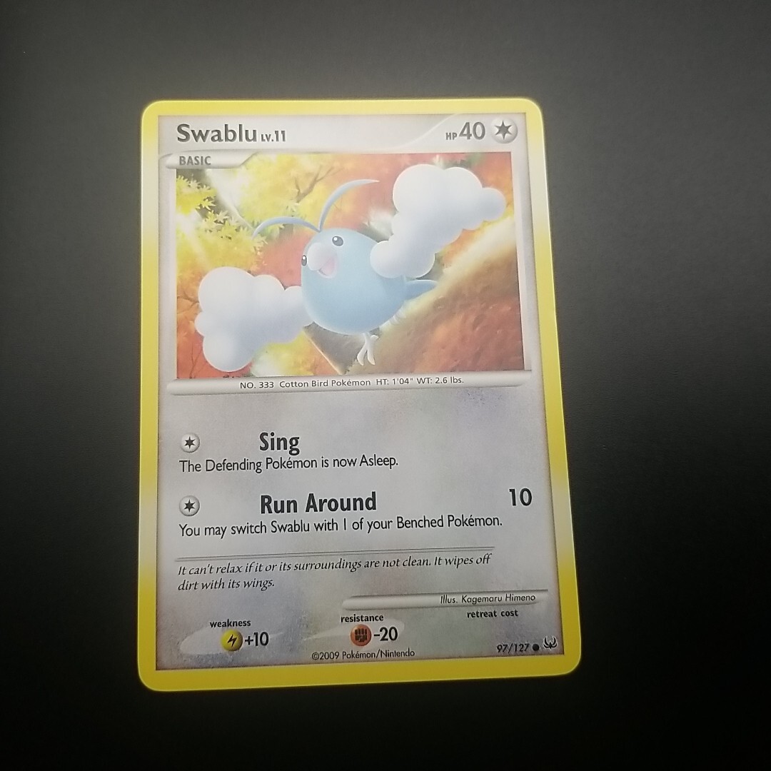 SWABLU 97/127 - NON-Holo COMMON - PLATINUM - 2009 NINTENDO Pokemon Card - NM/M
