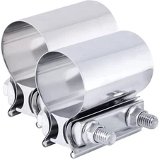 2x Exhaust Clamp 2Inch Butt Joint Exhaust Muffler Clamp Band For Pipe Connection
