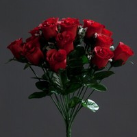 KüNstlicher Rosenstrauß Ca. 36Cm Rot Rosen Kunstblumen Seidenblumen Strauß