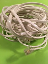 24  White color Landline Telephone Cord, Audio patch cable, 2 Clip-in Jacks