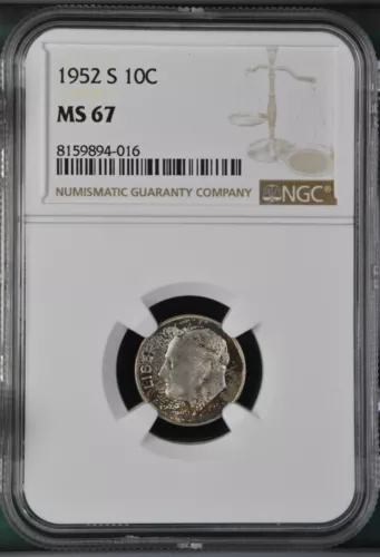 1952-S 10C  Roosevelt Dime NGC MS67   8159894-016