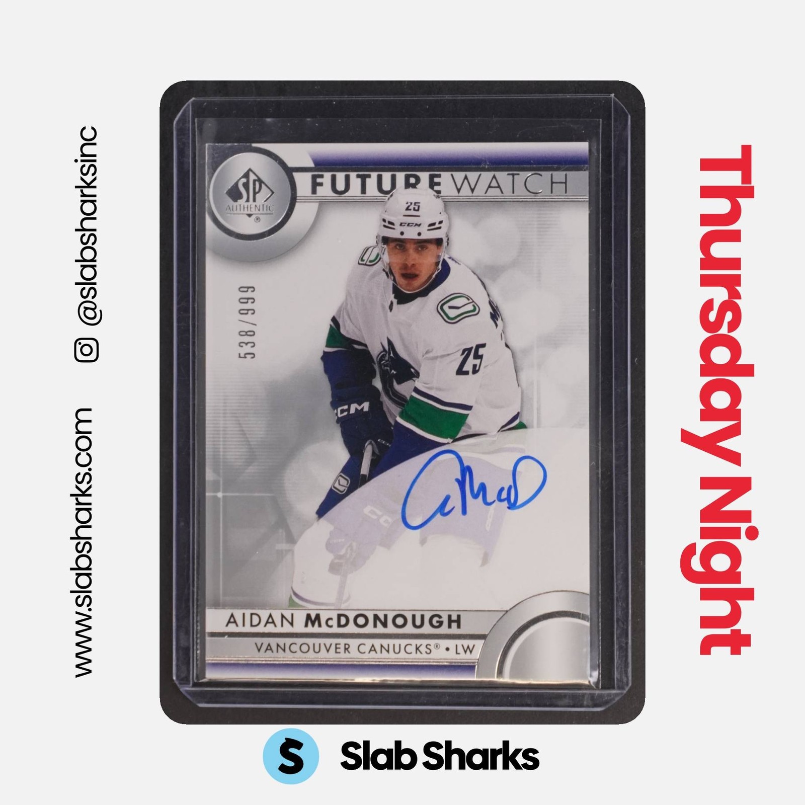 2023 SP AUTHENTIC #144 AIDAN MCDONOUGH AUTO RC FUTURE WATCH ROOKIE /999