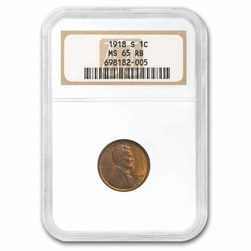 1918-S Lincoln Cent MS-65 NGC (Red/Brown)