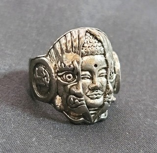 Vintage Buddha and Devil good vs evil Ring Stainless Steel biker size 10 open
