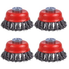 Wenora Wire Cup Brush For Angle Grinder 4 Pack 3 Inch Twisted Knotted Wire