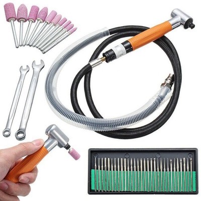 DIY 90 Degree 3MM Pneumatic Micro Grinder Angle Air Micro Die Grinder Set Tool 