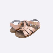 New Salt Water Sandals, 821 buckle, rose gold leather sandals, youth 13,NIB