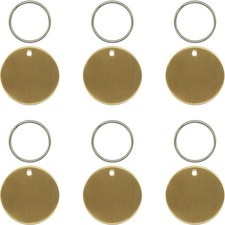 Blank Round Brass Tags Valve Tags 1.37 Diameter with Key Rings 10 Pack