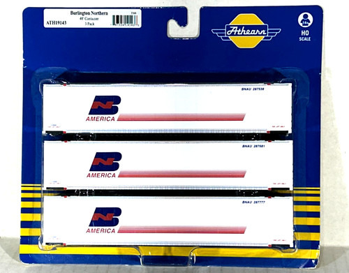 CONTENEDOR MARINO ATHEARN ESCALA HO 48' PAQUETE DE 3 BURLINGTON NORTH 19143 | Condition: New