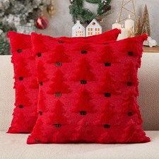 Christmas Pillow Covers 18x18 inch Set of 2 18 x 18 Pack 2 , Red