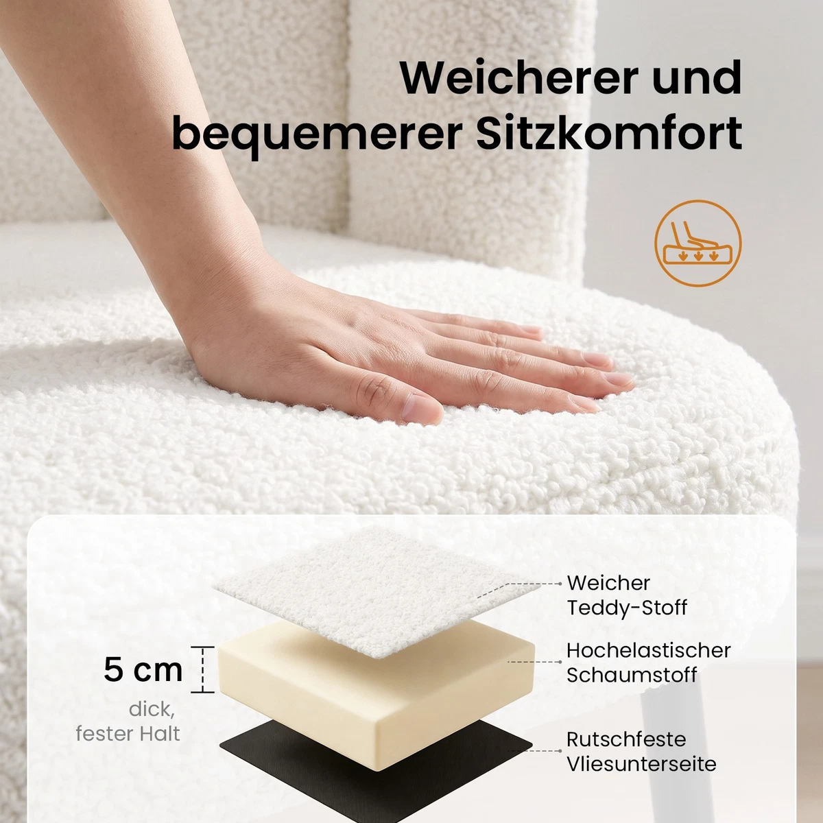 4x Esszimmerstühle Küchenstühl Polsterstuhl Küchenstuhl Gepolsterter Sitz Beige