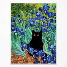 Van Gogh Irises Canvas Wall Art Famous Oil Paintings Garden Flower Black Cat ...