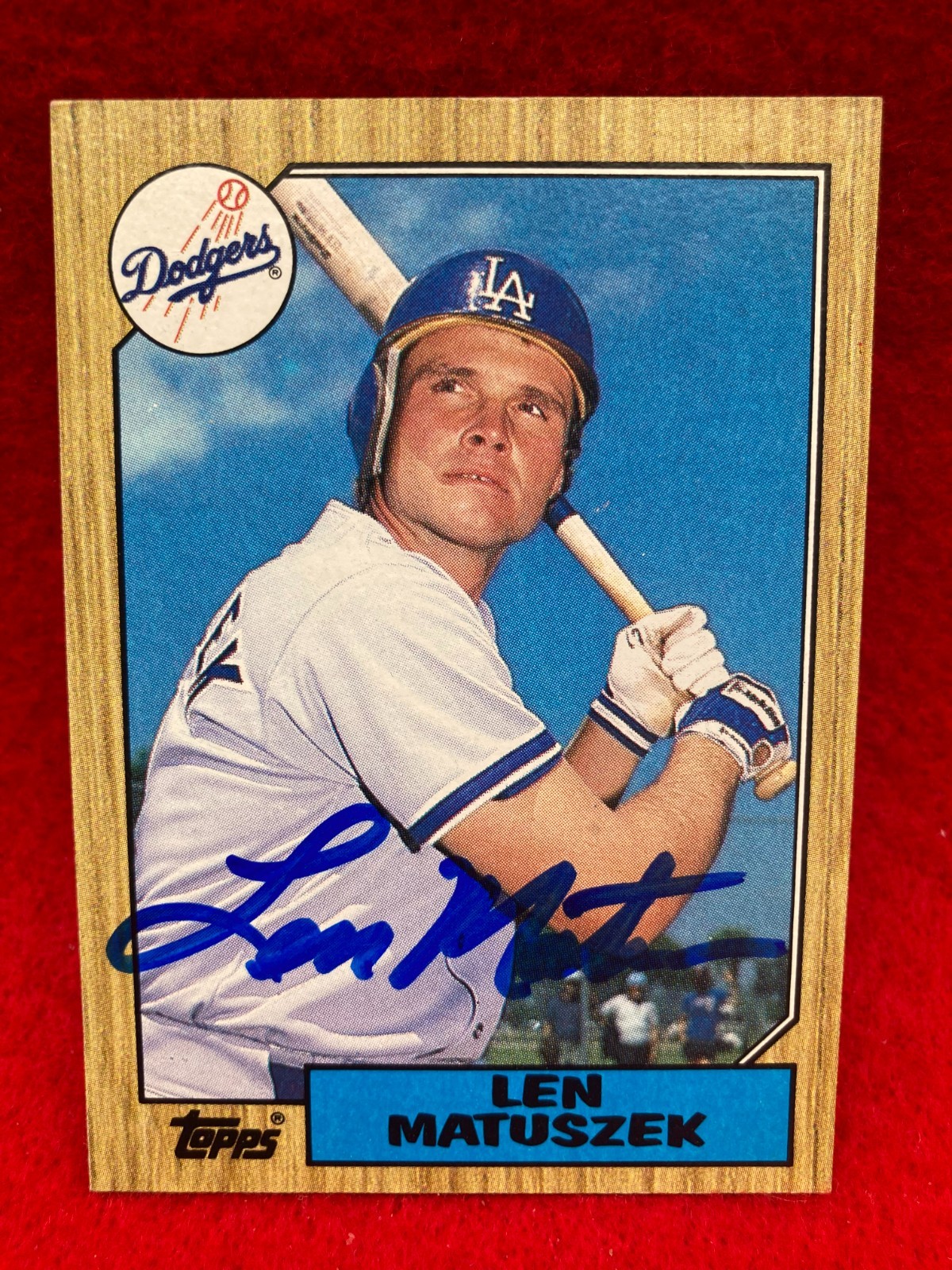 NICE! Len Matuszek 1987 Topps #457 Los Angeles Dodgers SIGNED Autographed Card