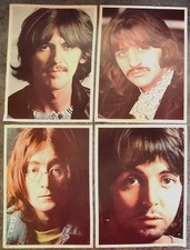 Authentic 1970s The Beatles White Album Insert Photo Prints Set of 4 Complete 