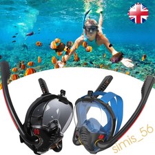 Double Breath Tube Full Face Snorkel Mask AntiFog Goggles Diving Scuba 180� View